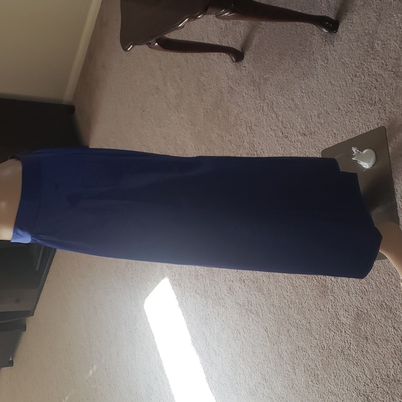 NWT Talbots 6p piercing blue satin maxi party skirt with pockets - Picture 4 of 8